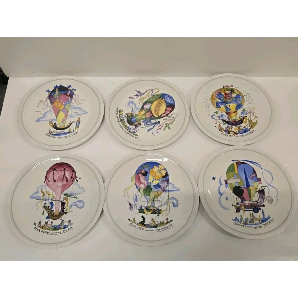 Villeroy & Boch LE BALLON Salad Accent‎ Plates CARNIVAL HOT AIR BALLOON Set of 6
